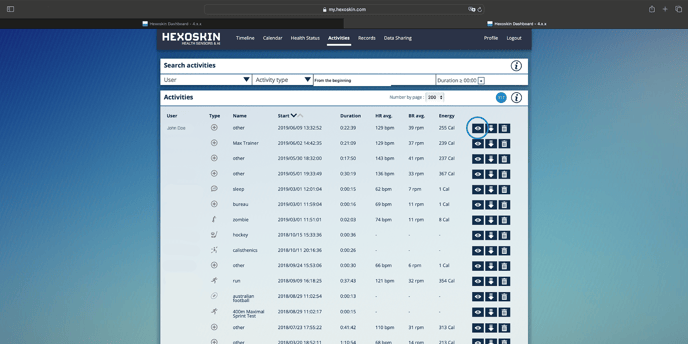 Hexoskin -  Search Activity Range