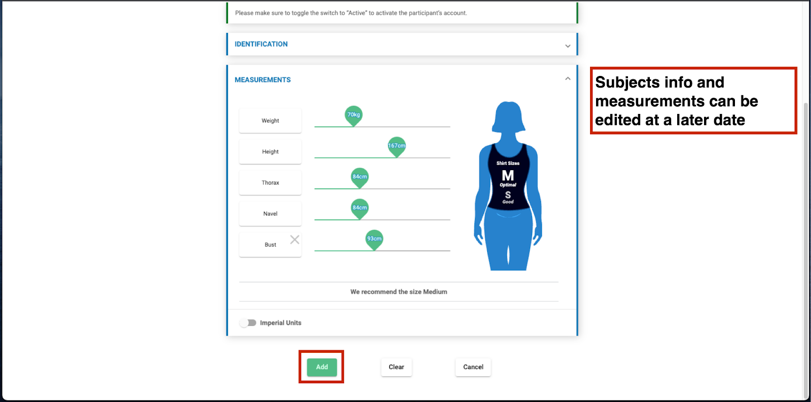 Configure or update a subject’s information (OneView Dashboard)